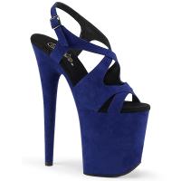 FLAMINGO-831FS Pleaser vegane High Heels Plateau Sandaletten royal blau Mikrofaser
