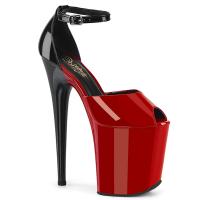 FLAMINGO-868 Pleaser High Heels zweifarbige Peep Toe Plateausandaletten rot schwarz