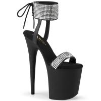 FLAMINGO-870 Pleaser elegant platform sandal rhinestone ankle cuff black matte