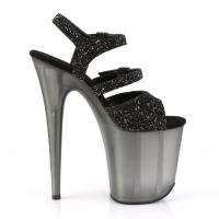 FLAMINGO-874 Pleaser high heels platform sandal black glitter frosted
