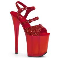 FLAMINGO-874 Pleaser high heels platform sandal red glitter frosted