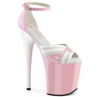 FLAMINGO-884 Pleaser high heels platform two tine ankle strap sandal baby pink white