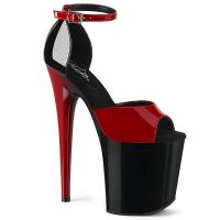 FLAMINGO-889 Pleaser vegan High Heels Platform two tone sandal red black patent