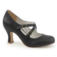 FLAPPER-35 Pin Up Couture Lochmuster Riemchen Pumps schwarz Lederlook