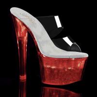 FLASHDANCE-702CH Pleaser LED Effekte High-Heels Pantoletten klar Hologramm