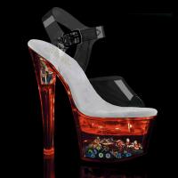 FLASHDANCE-708SQ Pleaser LED light-up ankle strap platform sandal clear multi color sequins