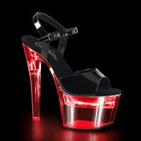 FLASHDANCE-709 Pleaser LED Effekte High-Heels Sandaletten schwarz Lack klar