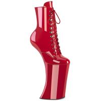 FORBIDDEN-1020 Pleaser Damen High Heels absatzlose Plateaustiefeletten rot Lack