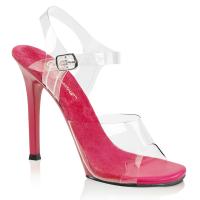GALA-08 Fabulicious High-Heels Knöchelriemchen Sandaletten klar himbeer