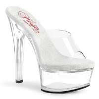 GLEAM-601 Pleaser High Heels komfortable transparente Riemchen Plateaupantoletten