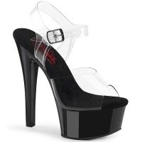 GLEAM-608 Pleaser vegane Damen High Heels komfortable Plateausandaletten klar schwarz