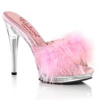 GLORY-501F-8 Fabulicious width comfort high heels platform marabou baby pink matte fur clear