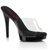 GLORY-501 Fabulicious high heels comfort width platform slide clear black