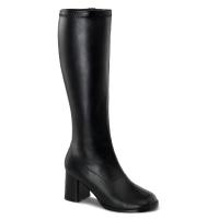 GOGO-300WC extra calf width boots black stretch vegan leather