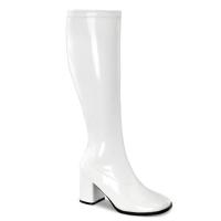 GOGO-300WC extra calf width boots white stretch patent