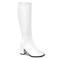GOGO-300WC extra calf width boots white stretch vegan leather