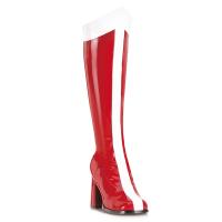 GOGO-305 Funtasma block heel gogo boot red white stretch wonder woman