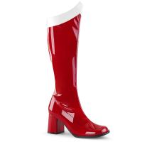 GOGO-306 Funtasma ladies knee high boot block heel red white stretch patent