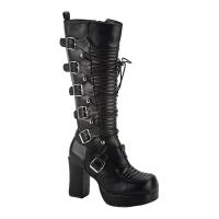 GOTHIKA-200 vegane DemoniaCult Gothic Punk Schnür- Riemenstiefel schwarz Lederoptik