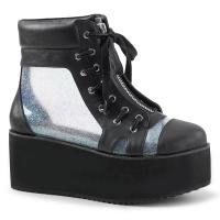 GRIP-102 DemoniaCult ankle boot holographic see-through panels black matte