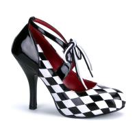 HARLEQUIN-03 Funtasma high heels pump black-white patent-checkers