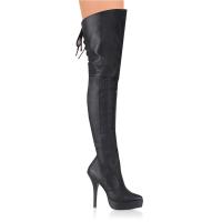 INDULGE-3011 Devious High-Heels Overkneestiefel spitz geschnitten schwarz Leder