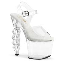 IRONGRIP-708 Pleaser vegane ankle strap sandal clear knuckles heel