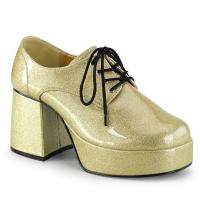 JAZZ-02G Funtasma unisex disco block heel platform shoes pearlized gold glitter