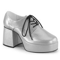 JAZZ-02G Funtasma unisex disco block heel platform shoes pearlized silver glitter