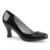 JENNA-01 Pleaser Pink Label elegante Damen Pumps mit Spulenabsatz schwarz Lack Ziernaht