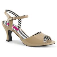 JENNA-09 Pleaser Pink Label ankle strap peep toe sandal cream patent