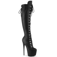 JUBILANT-3012 Pleaser Stretch High Heels Plateauoverkneestiefel schwarz Lederlook