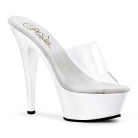 KISS-201 Pleaser high heels platform mules clear white