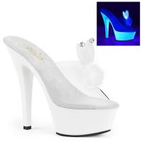 KISS-201BUNNY Pleaser High-Heels Plateaupantoletten klar neonweiß Häschenohr