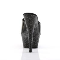 KISS-201MG Pleaser high heels platform mules black patent mini glitter