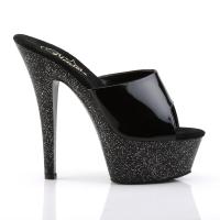 KISS-201MG Pleaser high heels platform mules black patent mini glitter