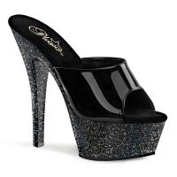 KISS-201MG Pleaser High-Heels Plateaupantoletten schwarz Lack Miniglitter