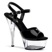 KISS-209 elegante Pleaser Damen High-Heels Plateausandaletten schwarz Lack klar