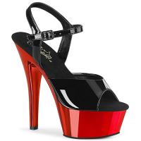 KISS-209 Pleaser high heels platform two tone ankle strap sandal black patent red chrome