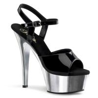 KISS-209 Pleaser high heels platform sandal black silver chrome