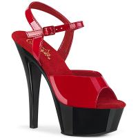 KISS-209 Pleaser high heels platform two tone ankle strap sandal red patent black