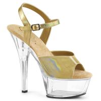 KISS-209BHG Pleaser High-Heels Plateausandaletten champagner Hologramm klar