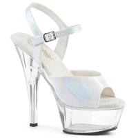 KISS-209BHG Pleaser high heels platform sandal pearl clear with hologram