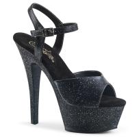 KISS-209MMG Pleaser high heels platform sandal black matte glitter