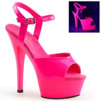 KISS-209UV Pleaser High-Heels Plateausandaletten neon hotpink UV reaktiv