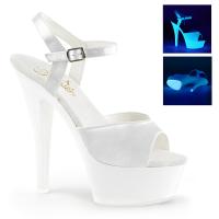 KISS-209UV Pleaser high heels platform sandal satin neon uv reactive white