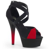 KISS-221 Pleaser High-Heels Plateausandaletten Farbmix schwarz rot Lack Nubuk