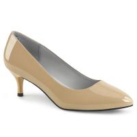 KITTEN-01 Pleaser Pink Label klasischer Damen Pumps Kitten Absatz creme Lack