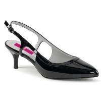 KITTEN-02 Pleaser Pink Label günstig Damen Sling Pumps Kitten Heel schwarz Lack