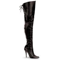 LEGEND-8899 elegante Pleaser Damen High-Heels Overkneestiefel schwarz Echtleder